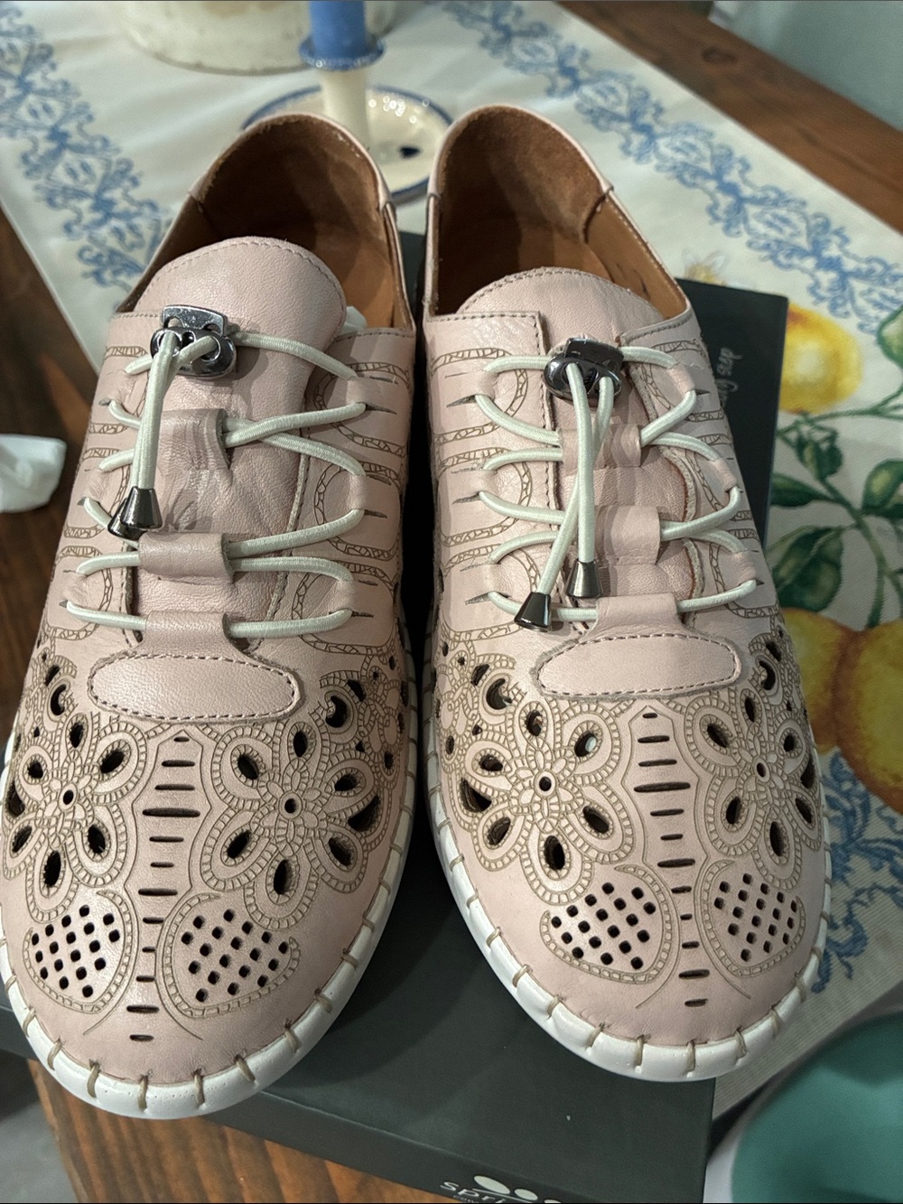 Spring Step Blush Pink Laser-Cut Slip-On Loafers